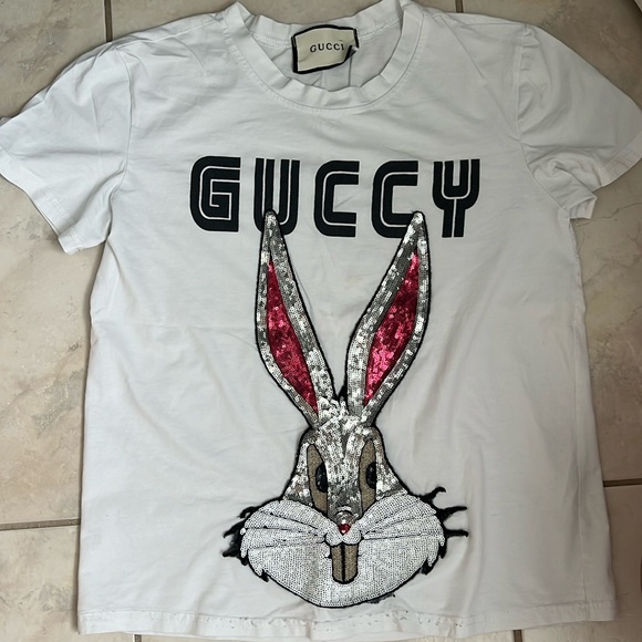 LIMITED EDITION GUCCI bugs bunny GUCCY sequin shirt - Picture 1 of 7